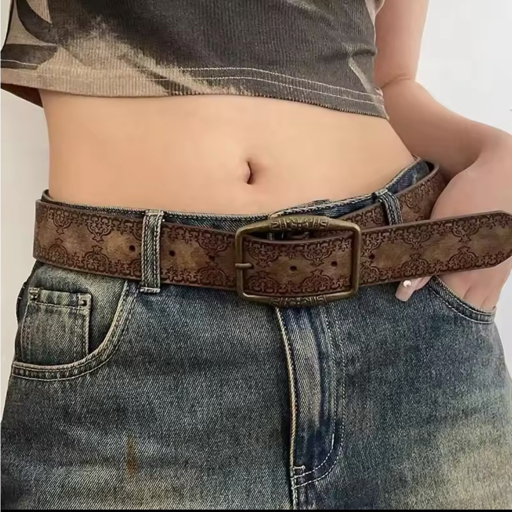 Brown Patterned Women's Belt